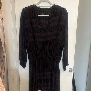 Rails Black Patterned Long Sleeve Drawstring Tunic Dress